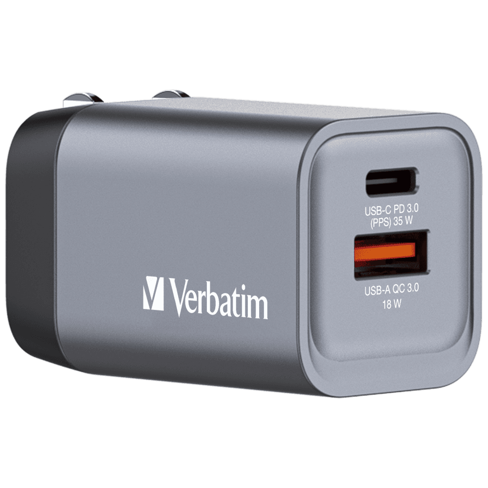 VERBATIM GNC-35 GAN CHARGER 2 PORT 35W USB A/C (EU/UK/US)