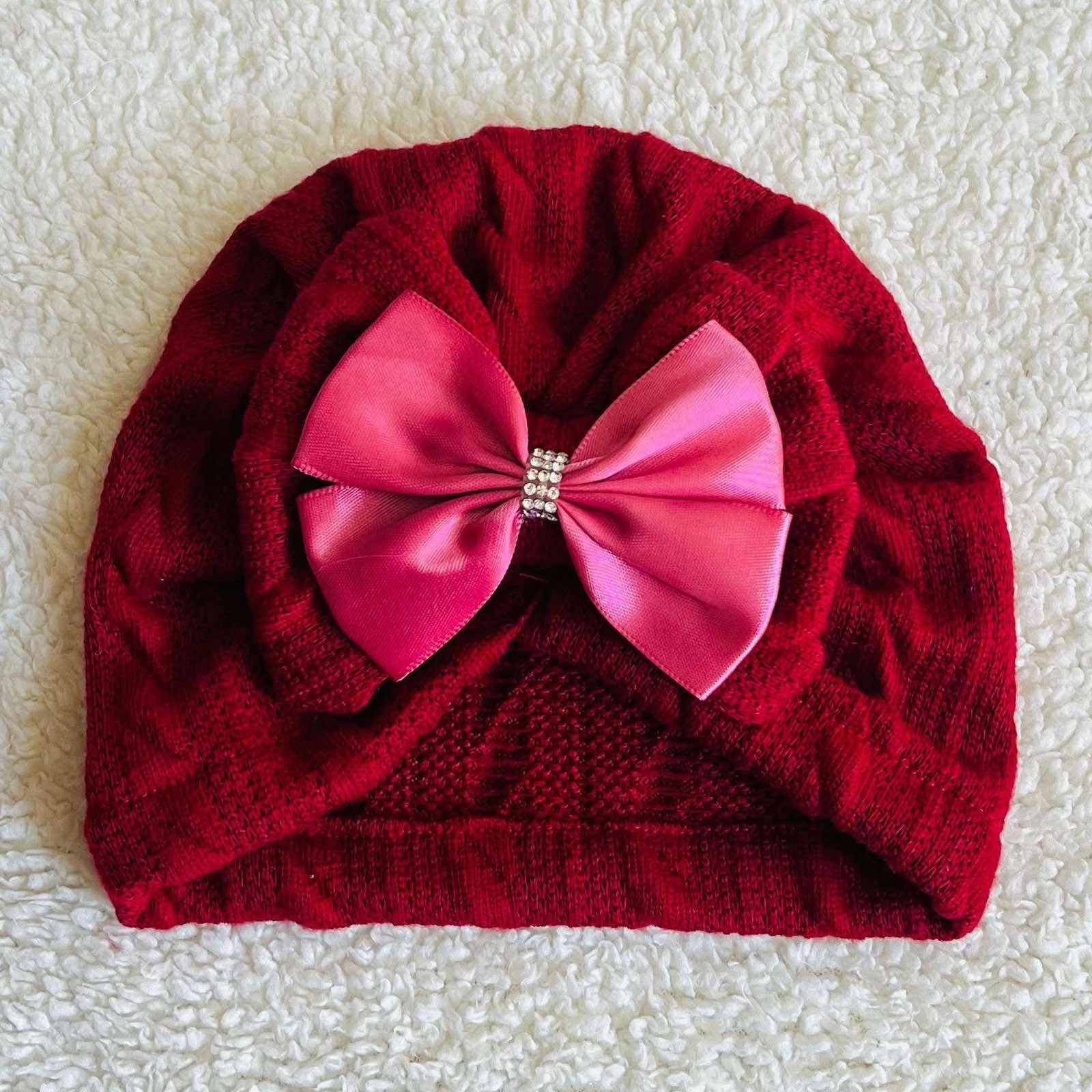 KIDSSANSAR - Knotted Big Bow Turban Cap For Baby Girl