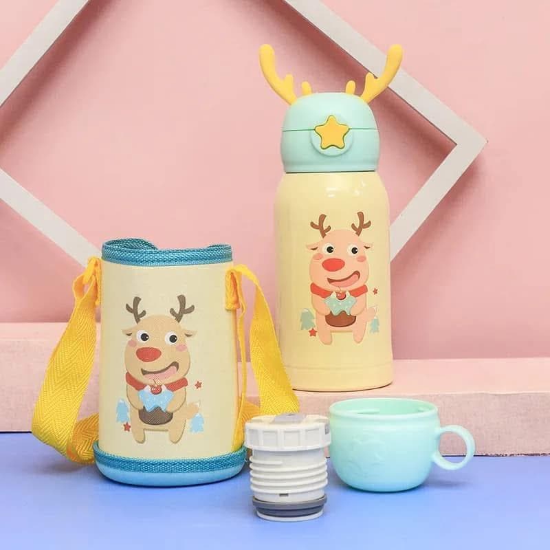 KidsSansar - Baby Thermos Water Bottle With Straw & Holder