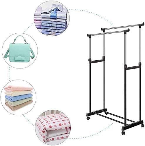 Premium Stainless Steel Telescopic Clothes Rack Double Pole