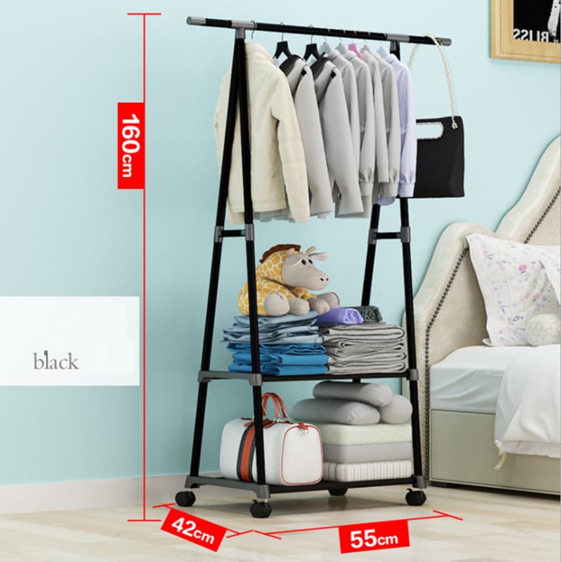 Multi-Functional Metal Clothes Triangle Coat Rack With Wheels