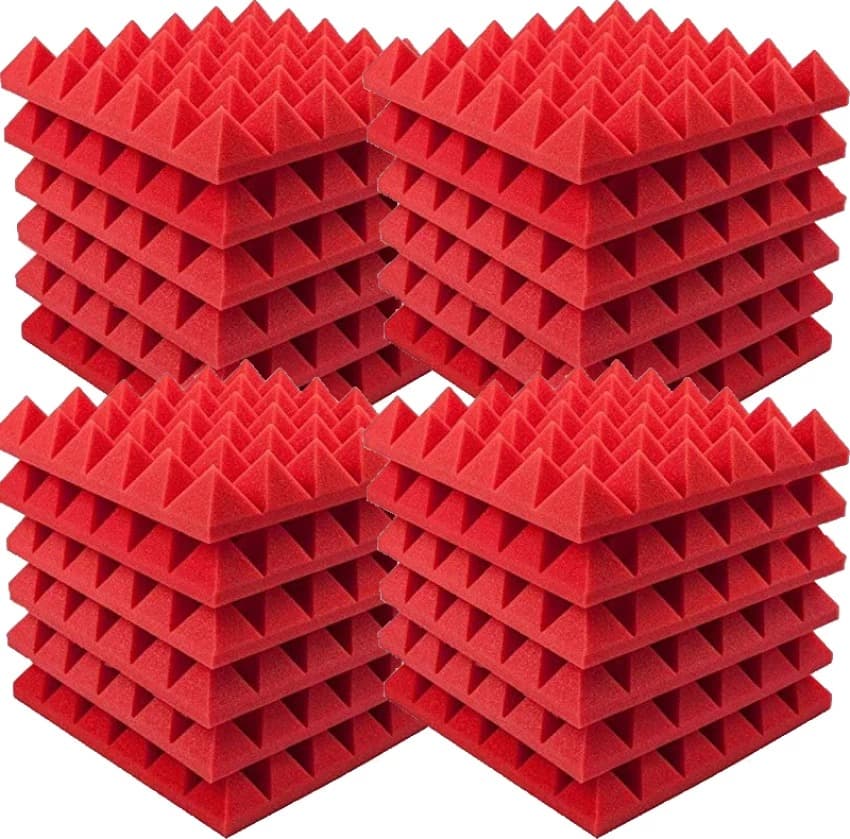 Red/Black Color Premium Acoustic Foam Panels: Enhance Sound Quality In Any Space  2" X 12" X 12" Dimensions 12pcs Pack