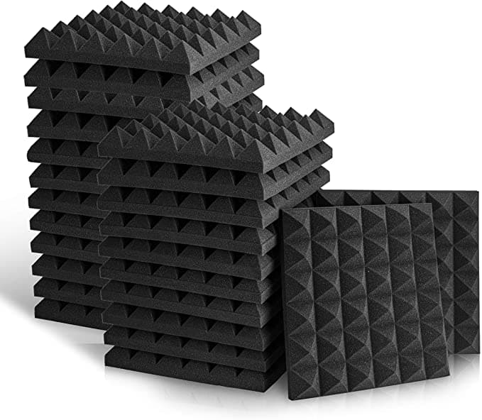 Black Color Premium Acoustic Foam Panels: Enhance Sound Quality In Any Space  2" X 12" X 12" Dimensions 6pcs Pack