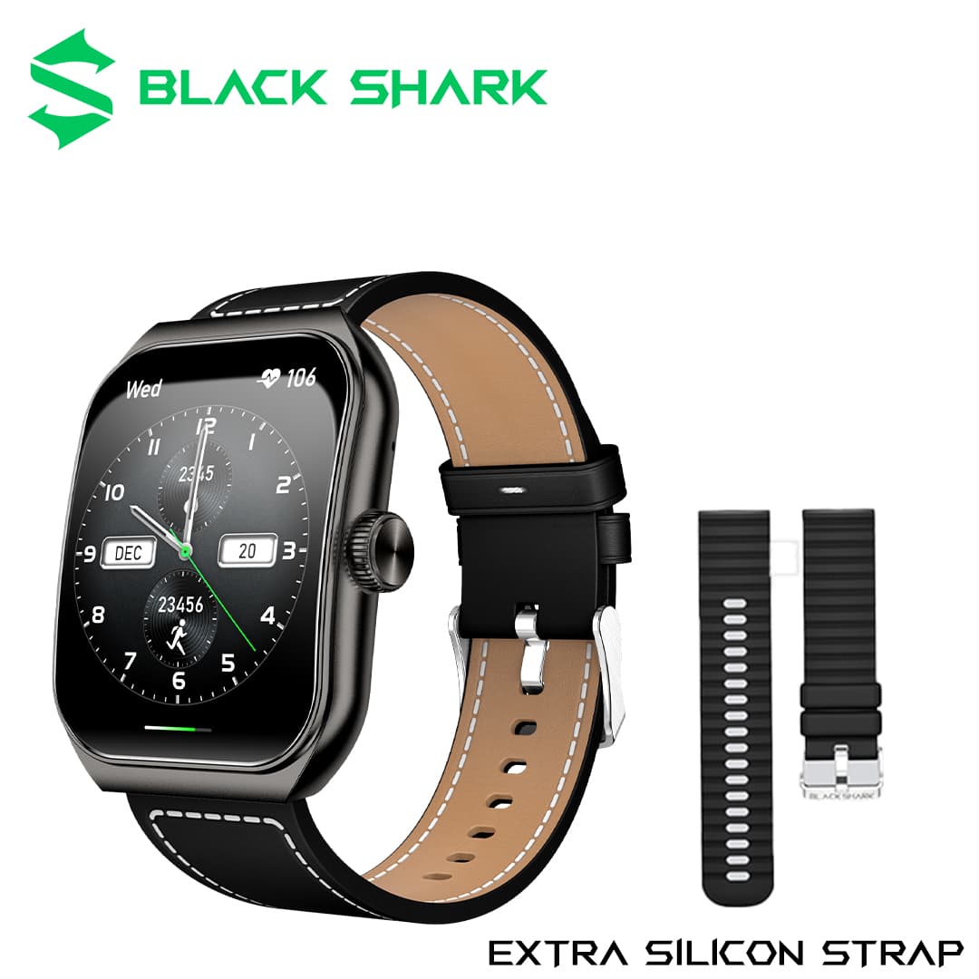 Black Shark GT3 ENC Bluetooth Calling Smartwatch I Display: 1.96'' Curved AMOLED Display I Up to 10 Days Battery Life I Supports Chat GPT I Unlimited AI Watch Face I IP68 Water Resistance I Display Resolution 410x502 pixels
