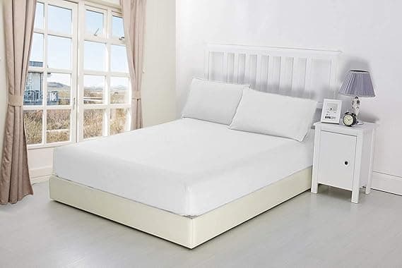 Bedsheet White Home Linen Premium 300 TC Pure 100% Cotton King Bedsheet with 2 Pillow Covers 90X100 Inch