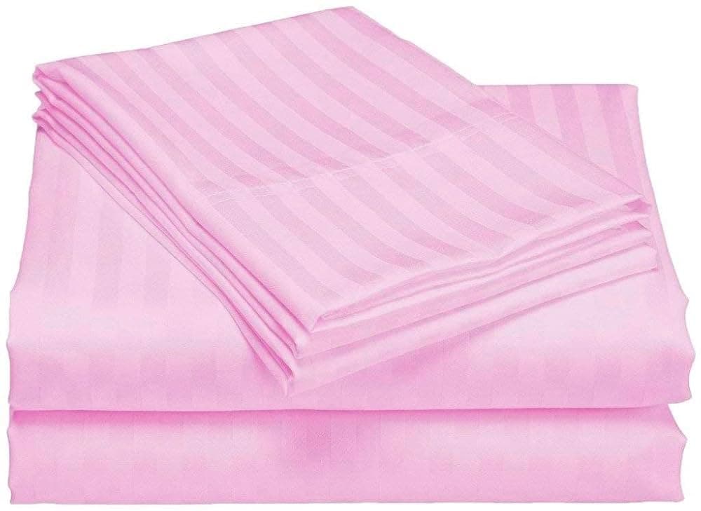 Bedsheet 100% Microfiber Double Brushed Sheet With Two Pillow Cover - Extra-Soft & Wrinkle-Free  Ideal for Home, Dorms, Hospitals - 3 PC Set (Silver Stripe) Size 230X250 CM