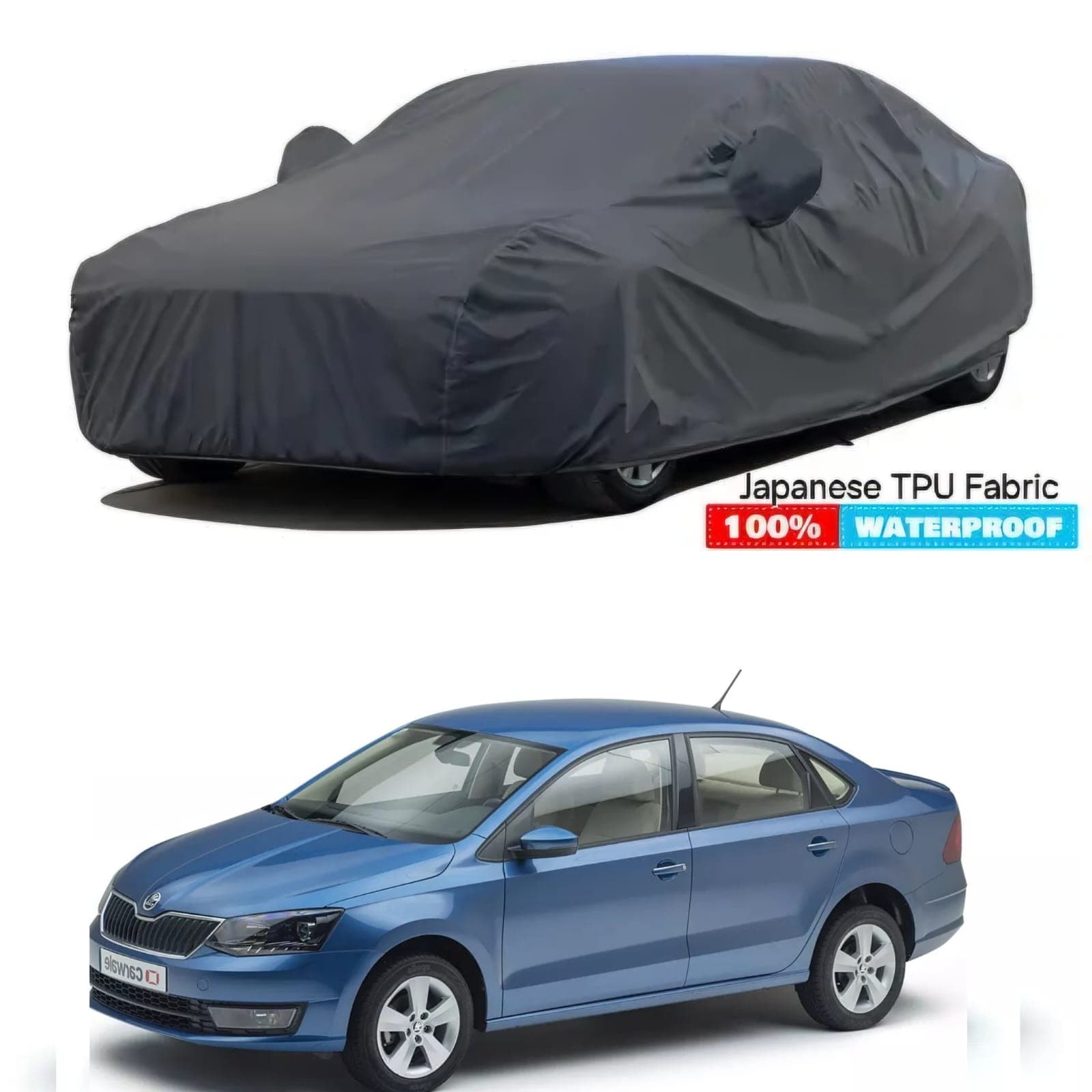 Skoda Rapid, Vento, Aveo, Yaris,Audi A3: TPU Fabric PVC Coated Prachute Waterproof & Dustproof Car Body Cover Car Cover