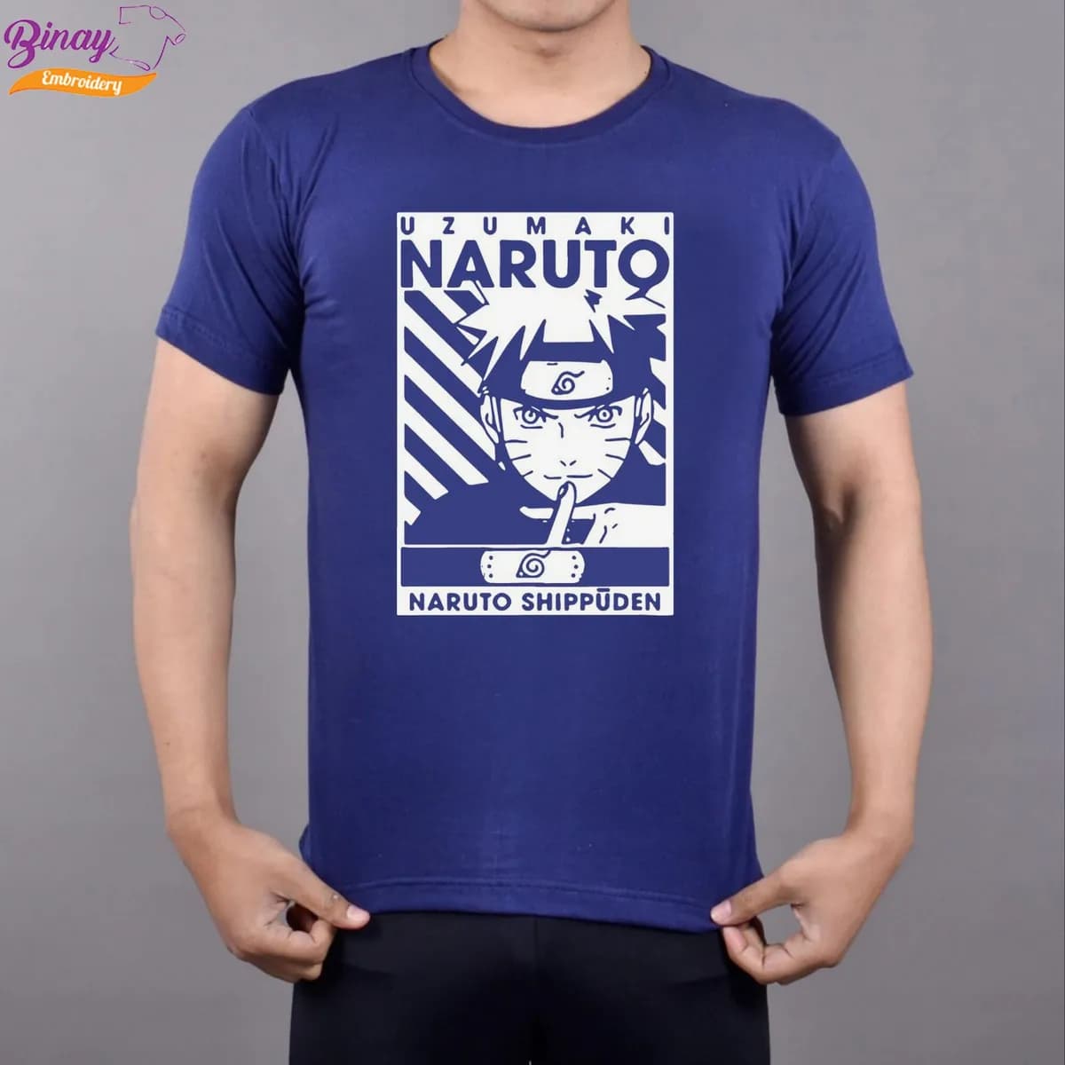 Binay Embroidery Navy Blue Naruto Printed (Unisex) Cotton T-Shirt For Men & Women - Fashion | T-Shirts | Unisex | Upper Wear |