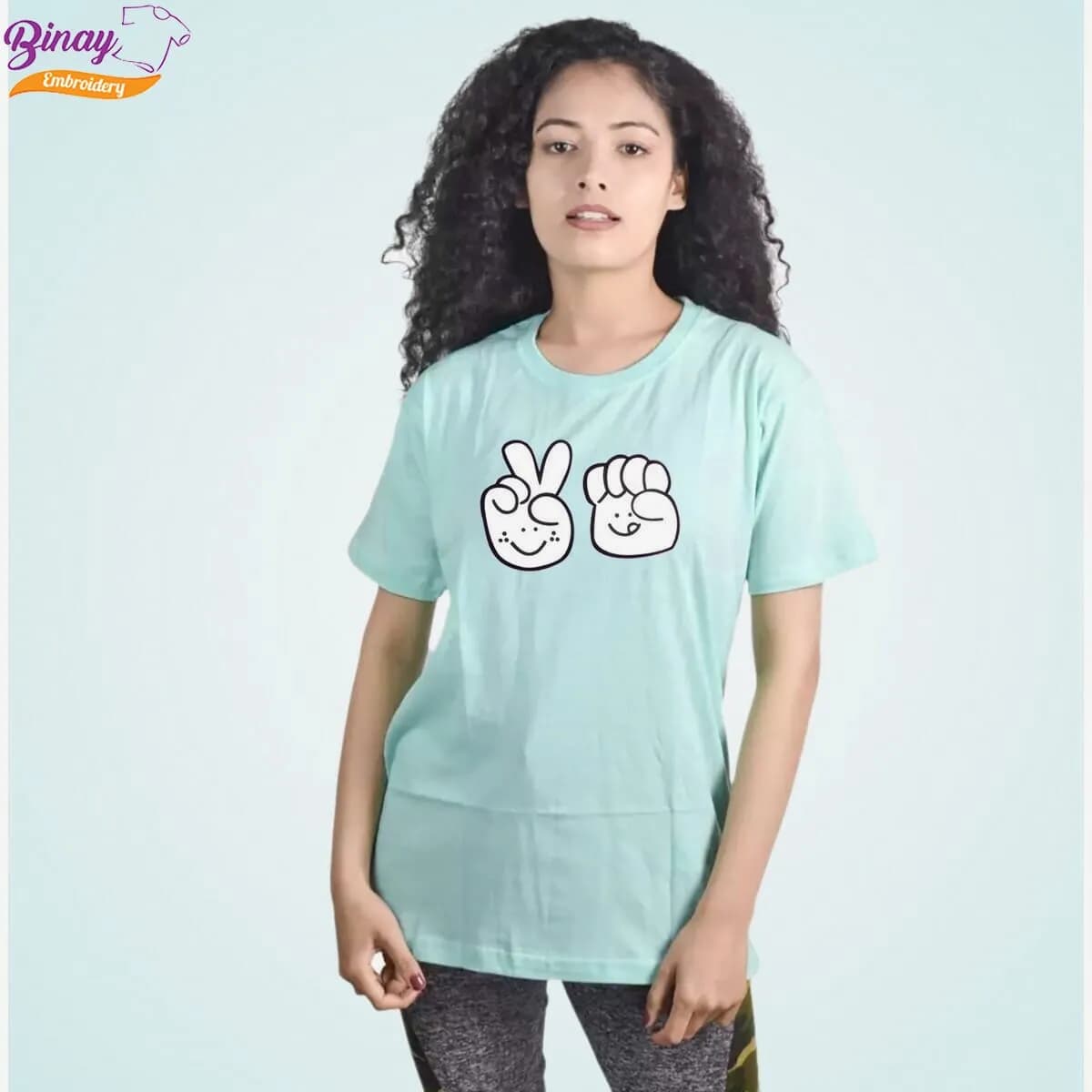 Binay Embroidery Neon Color Printed T-Shirt For Women- Fashion | T-Shirts For Women | Women's Upper Wear |