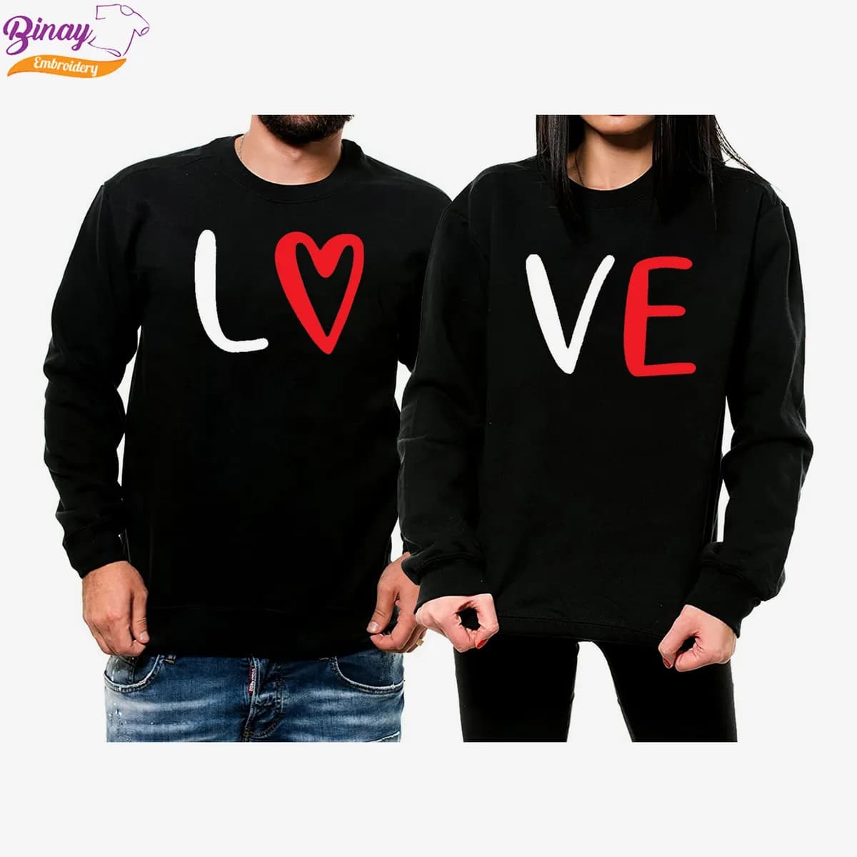 Full Sleeve Love Print Lightweight Sweatshirt -M - Black - Unisex