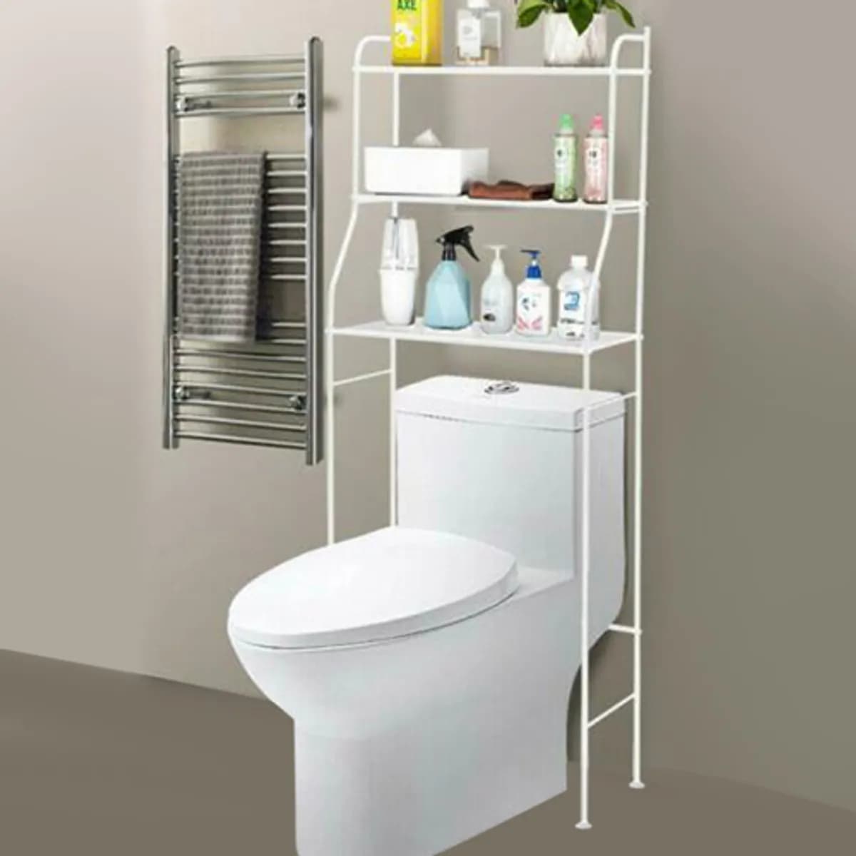 3 Tier Laundry Bathroom Storage Rack Above Washing Machine And Toilet Washers & Dryers , Space Saving, Iron Bath Towel Cloth Stand Storage Holder On Bathroom Organizer Shelf