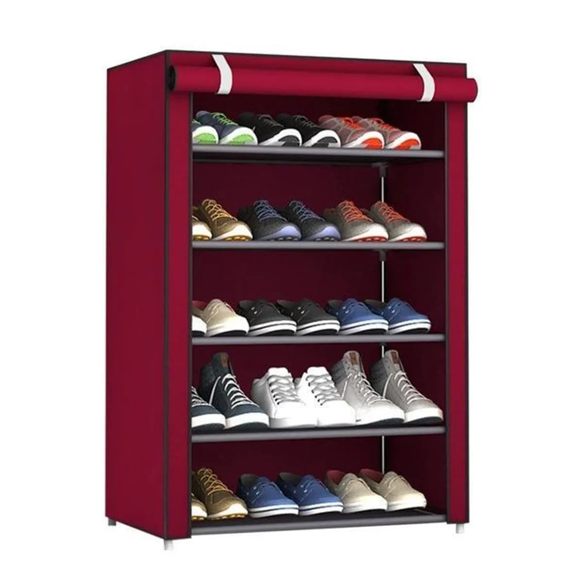 Shoe Cabinet 5 Layer Shoe Rack Organiser(With Cloth) - Multicolor