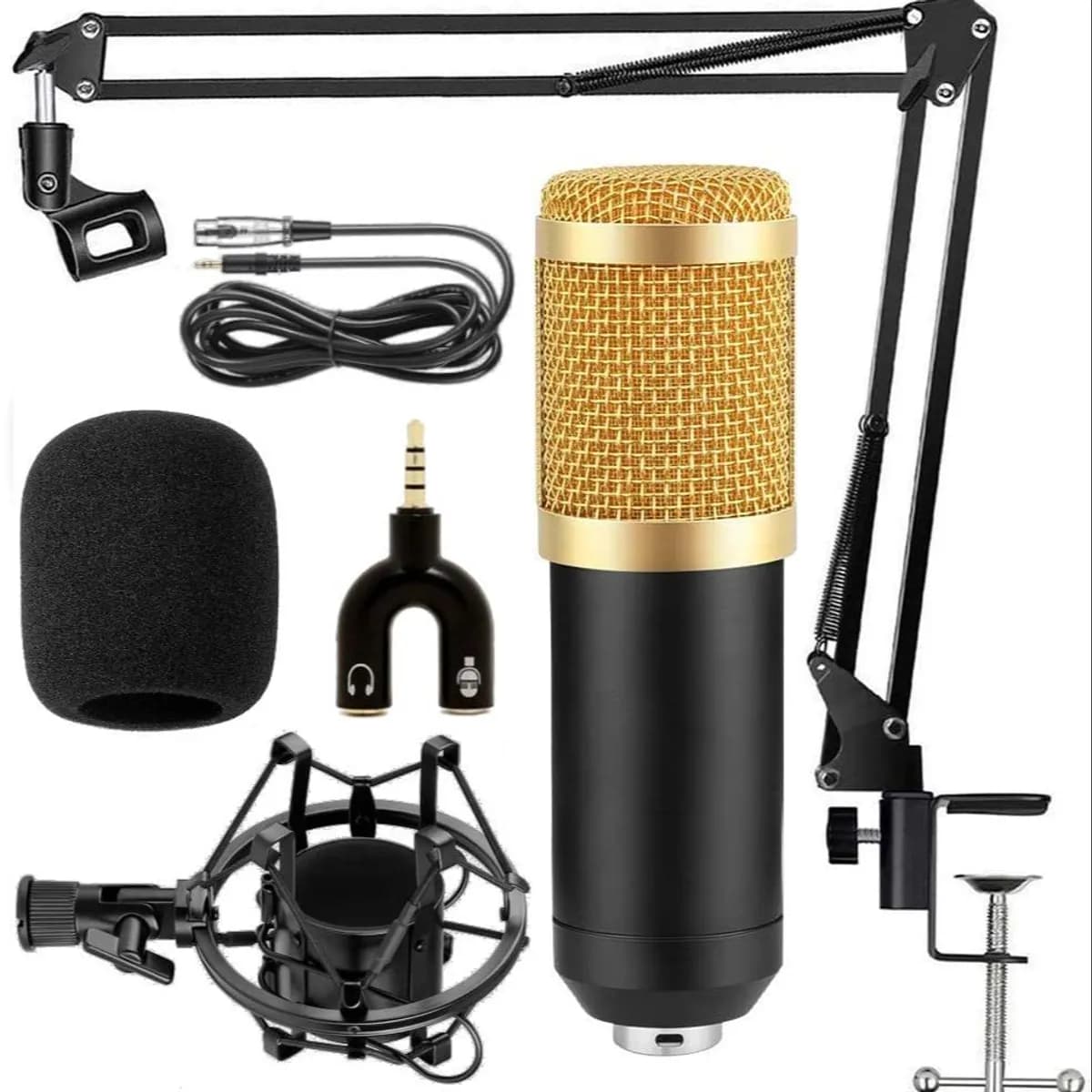 Bm800 Audio Condenser Studio Microphone Sound Recording Mic with Splitter