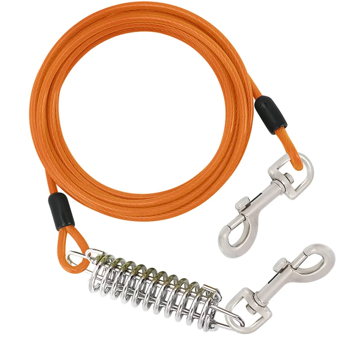 Dog Tie Out Cable, Heavy Duty Dog Runner for Yard Camping with Shock Absorbing Spring, Dog Chains for Outside with Swivel Hooks, Chew Proof Dog Leash 3mtrs