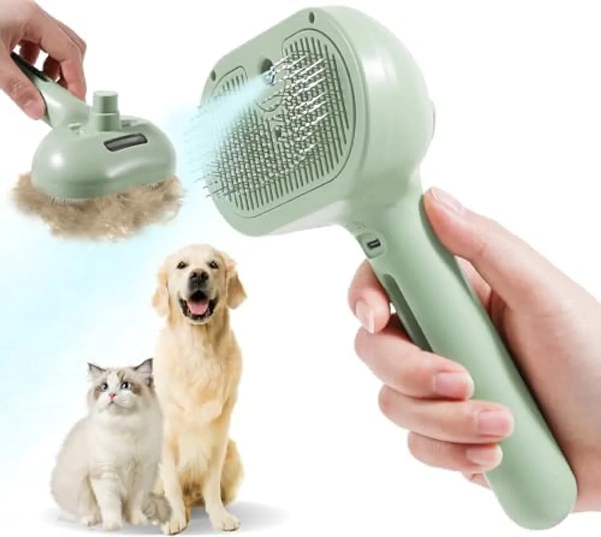 Pet Steam Brush o Spray Cat/Dog Brush for Shedding.