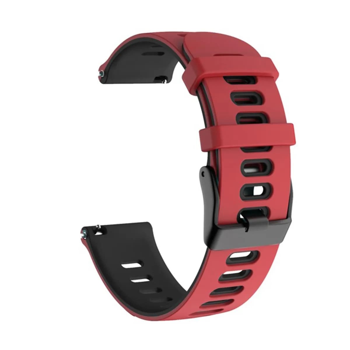 20mm Silicone Strap Double Color Belt For Haylou LS02 and Amazfit Bip u Pro (Black/Red)