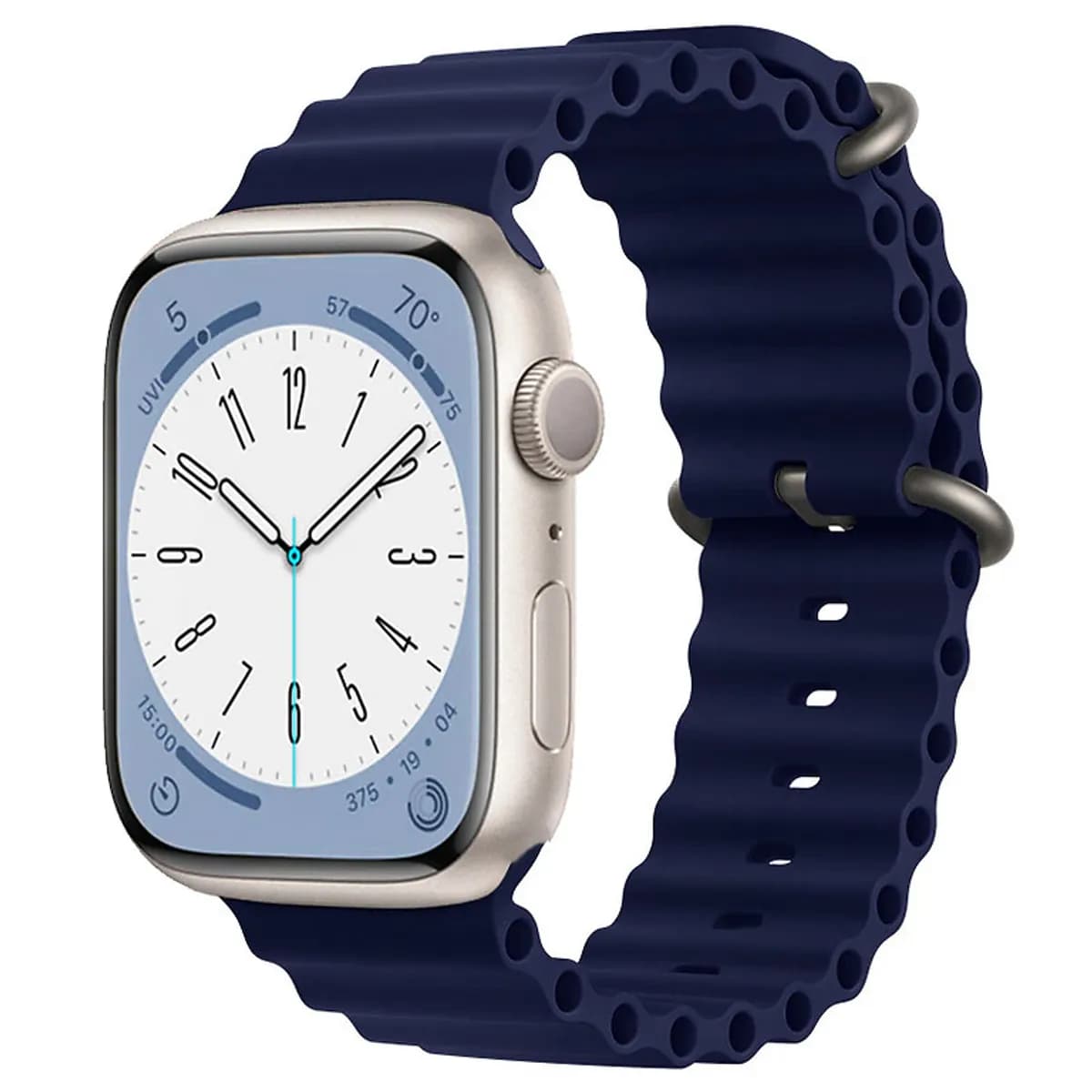Soft Silicone Ocean Band For Apple Watch 42mm 44mm 45mm Series 8 7 6 5 (Blue)