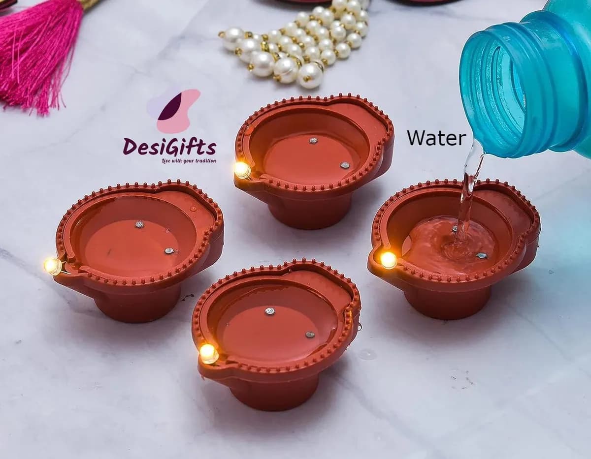Water Sensor LED Diya – Pack of 6 Kodiya Shape - Multicolor