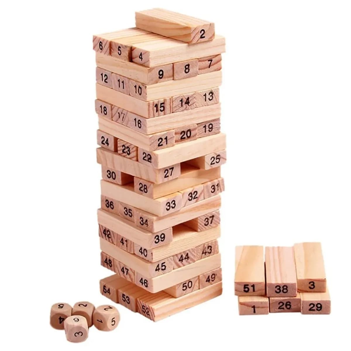Jenga  Game  Wooden Tumbling Stacking Jenga Tower Game - Multicolor