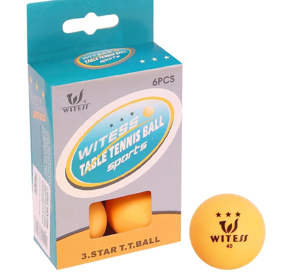 Witess 3 Star Table Tennis Balls - Pack of 6