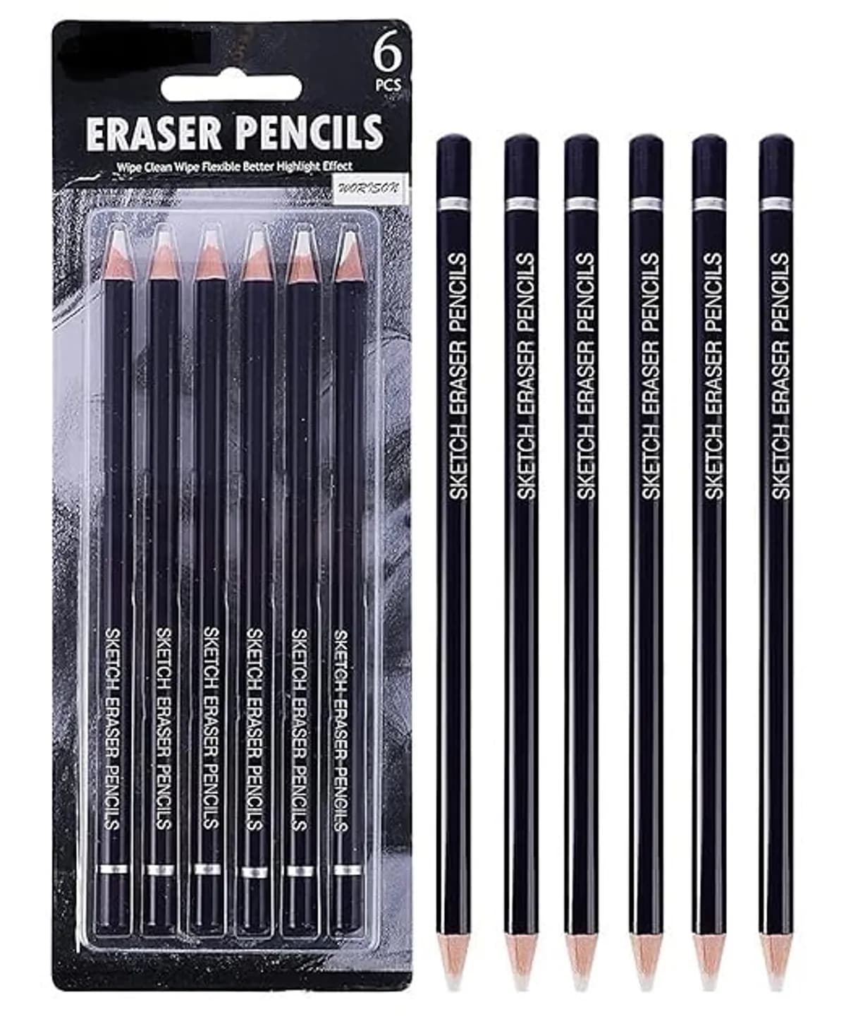 6pcs Eraser Pencil for Sketching Drawing Arts Graphics Designs