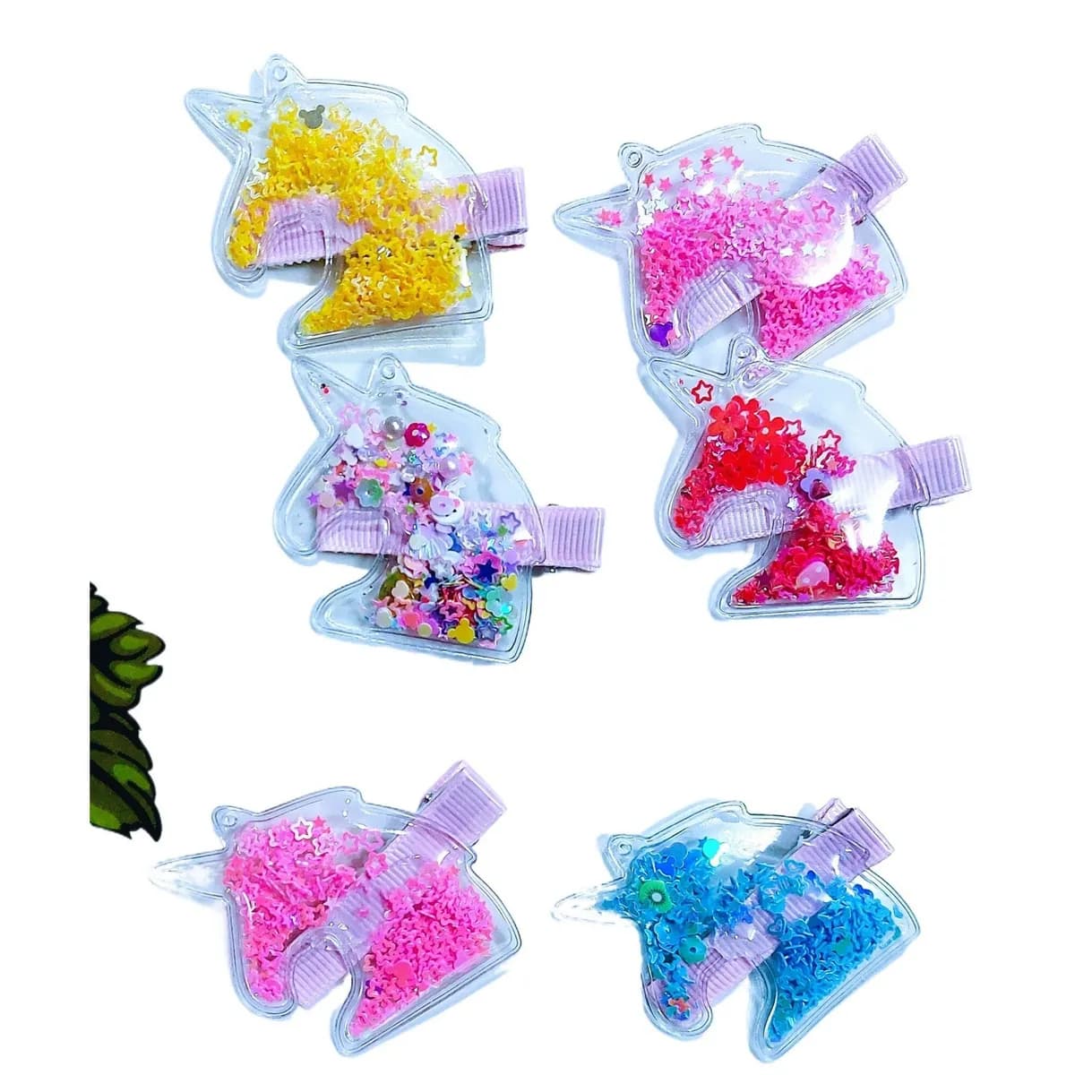6pcs Unicorn Shaker Clear Resin Hair Clips For Kids-Multicolor(S)