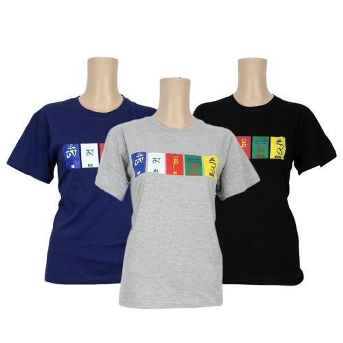 Pack Of 3 Printed 100% Cotton T-Shirt For Women - Blue/Grey/Black