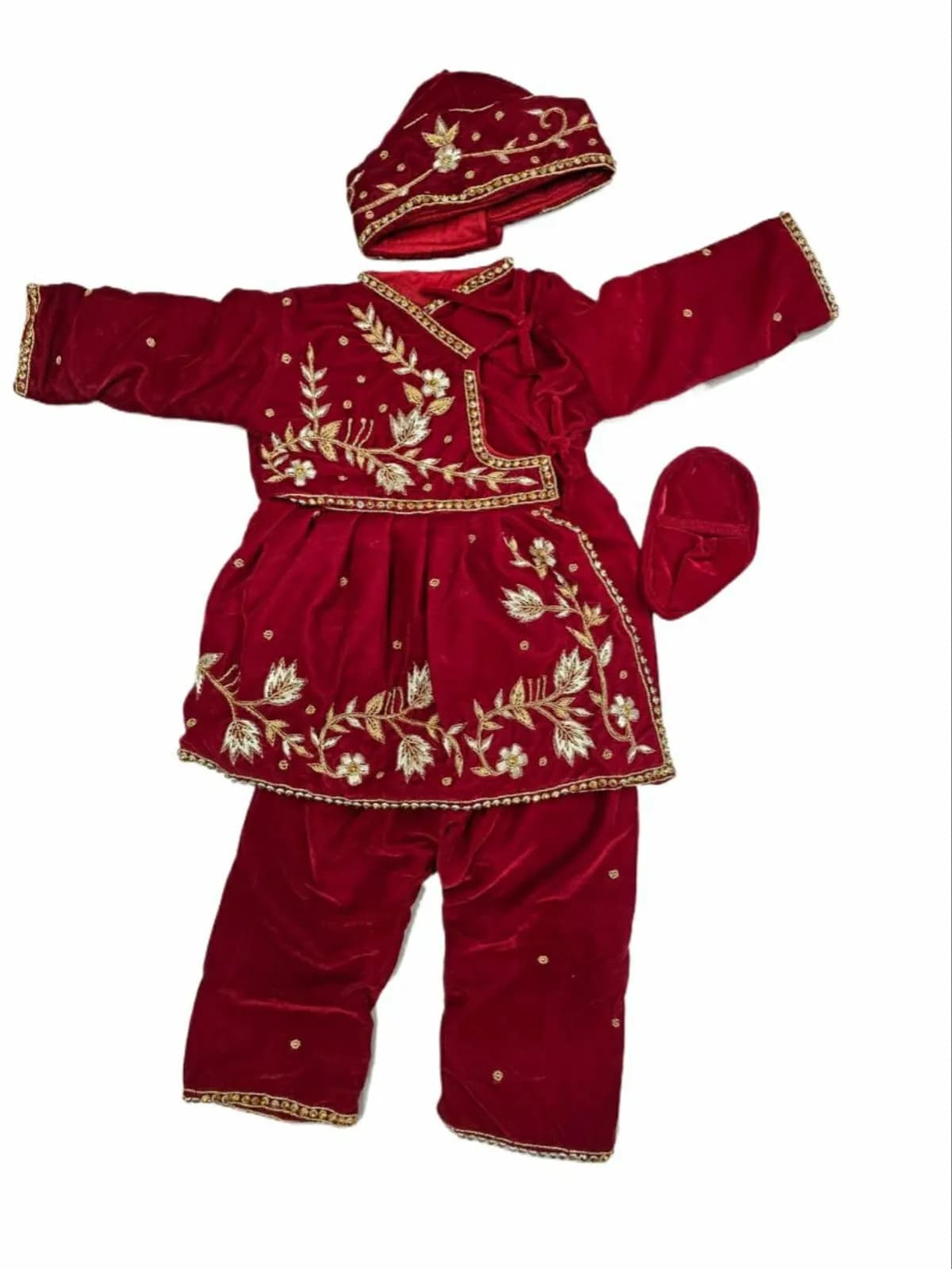 Nepali Pasni Dress for Baby Girl/Baby Weaning Ceremony /Rice Feeding/ Annaprasan-Red(0-12 months)