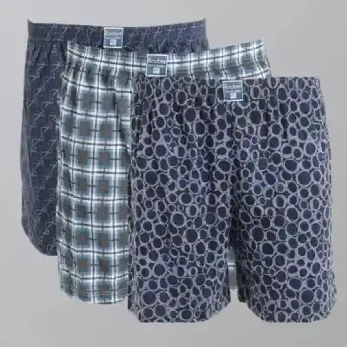 Roober Original Men Printed Comfy Cotton Boxer Shorts - Multicolor (Pack Of 3)