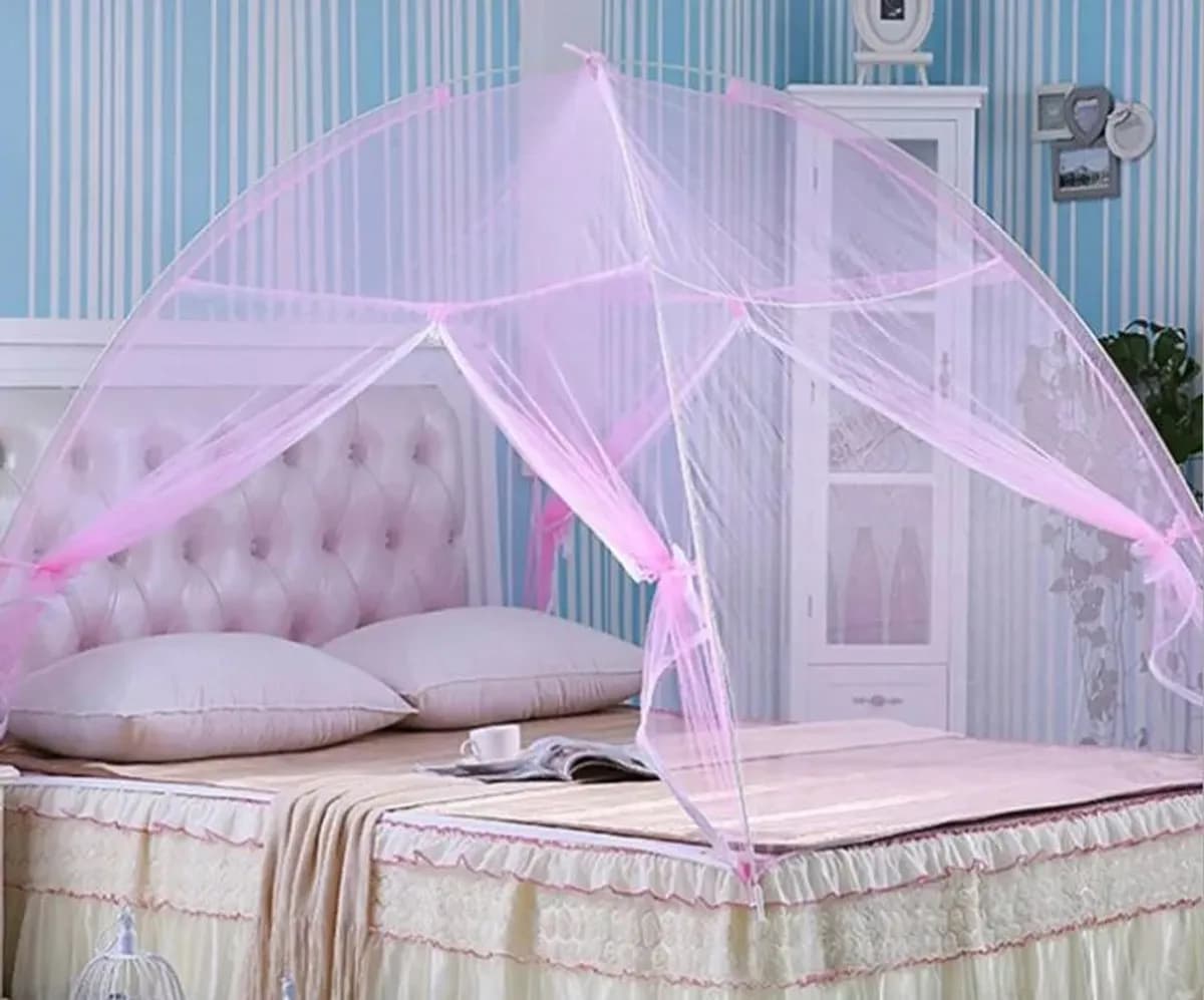 Portable Standing Folding Tent Mosquito Net Single Bed (120x200)-(Multicolor)
