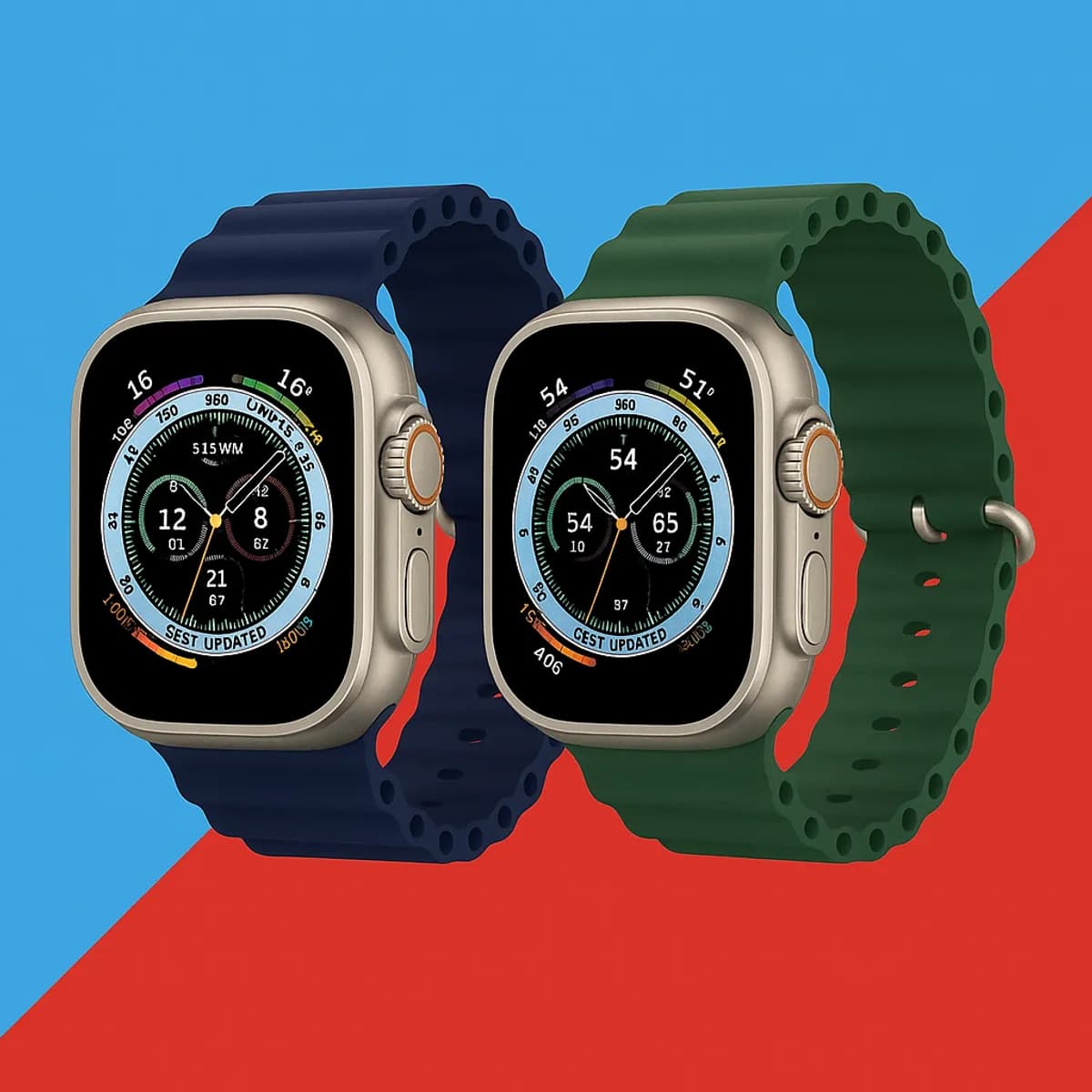 T800 Ultra Smartwatch – 49mm HD Display, Wireless Charging, Fitness Tracker Green, Blue