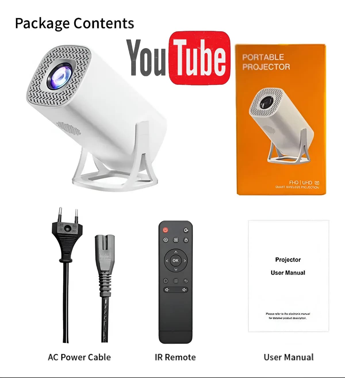 Android Play Store 4K Smart Projector WiFi Bluetooth 720P Native Remote 