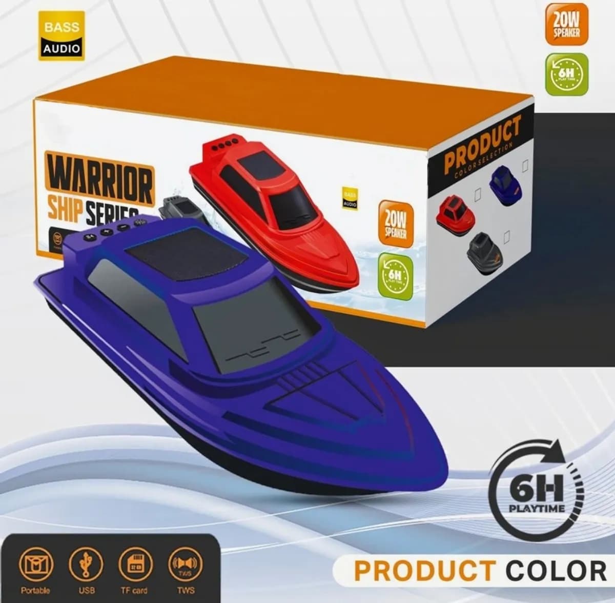 Ship Series Blutooth Speaker Usb, Tf Card & Tws Blutooth Speaker-Blue color