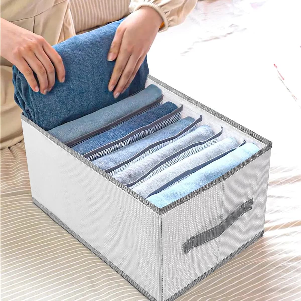 pack of 2 Clothes Storage Box Foldable Drawer Organizer with Handles, Fabric Closet and Storage Basket