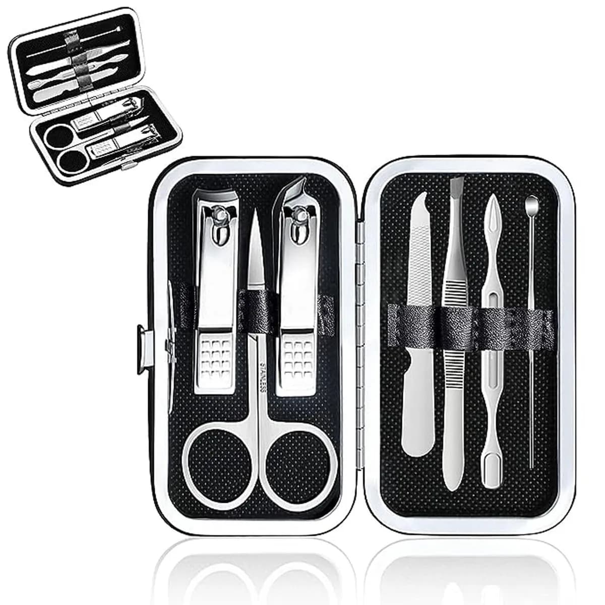 Unique Style Manicure Set 7pcs Nail Clippers Tool Nail Care Professional Travel Grooming Kit Tools Gift Stainless Steel-(Multicolor)