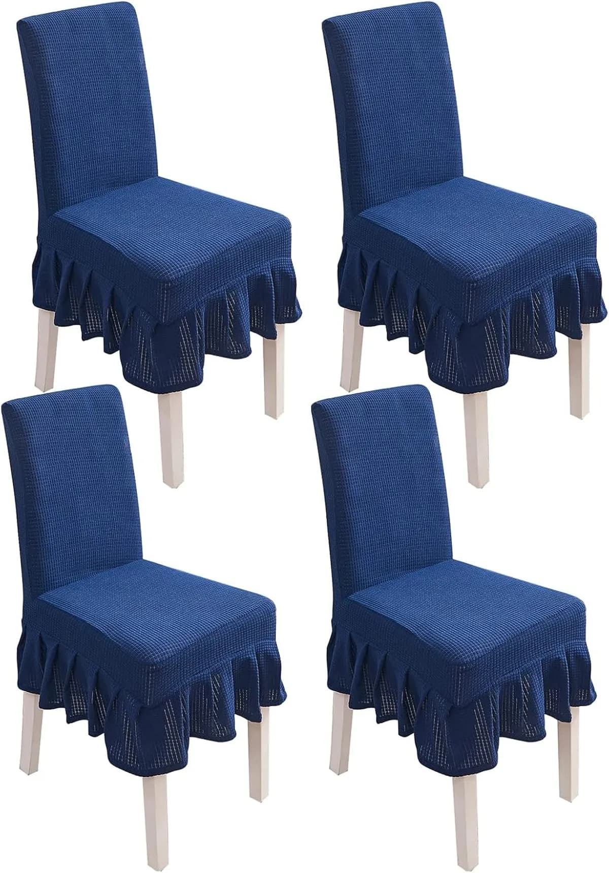 4-Piece Stretch Dining Chair Covers Non Slip Washable Furniture Protector - Blue