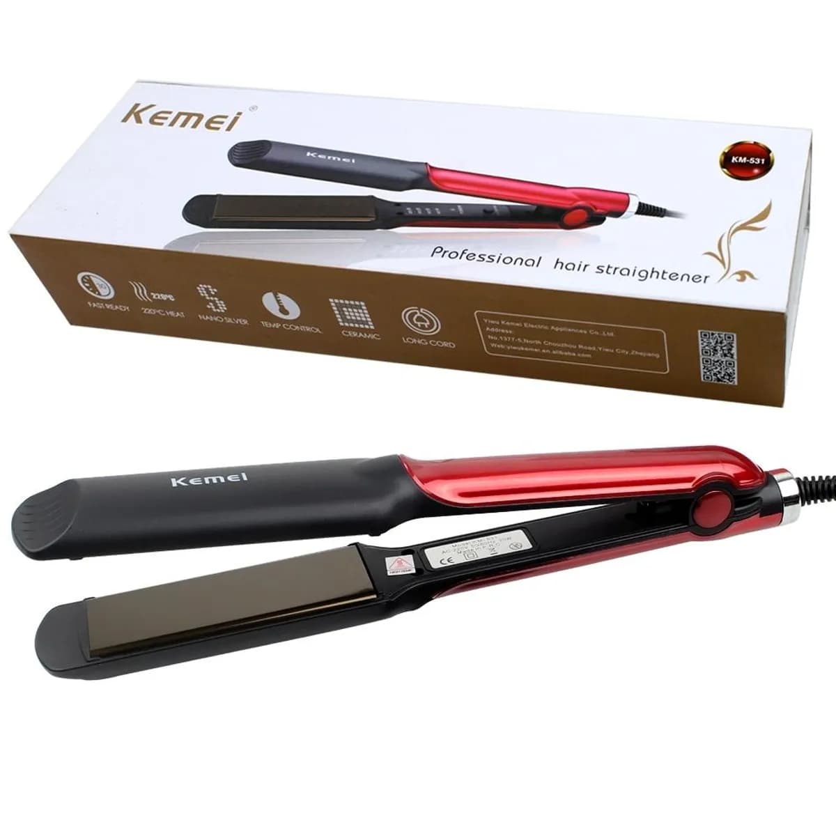 Kemei KM-531 Professional Hair Straightener Titanium Portable Fashion Style Hair Iron -(Multicolor)