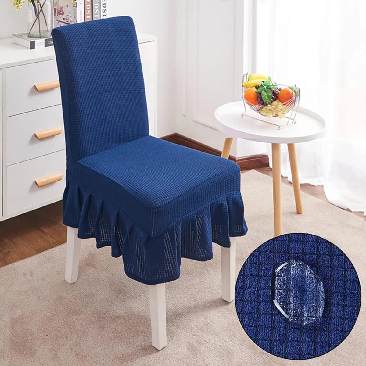 2Pcs Dining Room Chair Slipcovers Stretch Dining Chair Covers Non Slip Washable Furniture Protector with Skirt Country Style