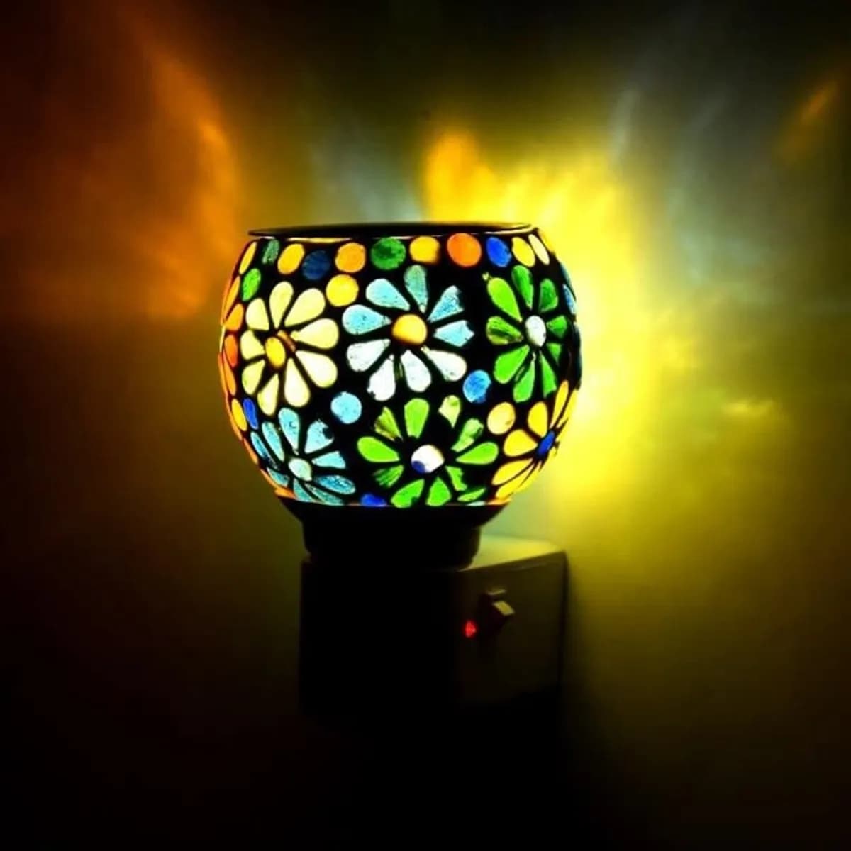 Electric Kapoor Dani Dhoop Dani Pooja For Home & Office Multipurpose Ceramic Kapoor Dani Night Lamp Incense Burner, Round-(Multicolor)