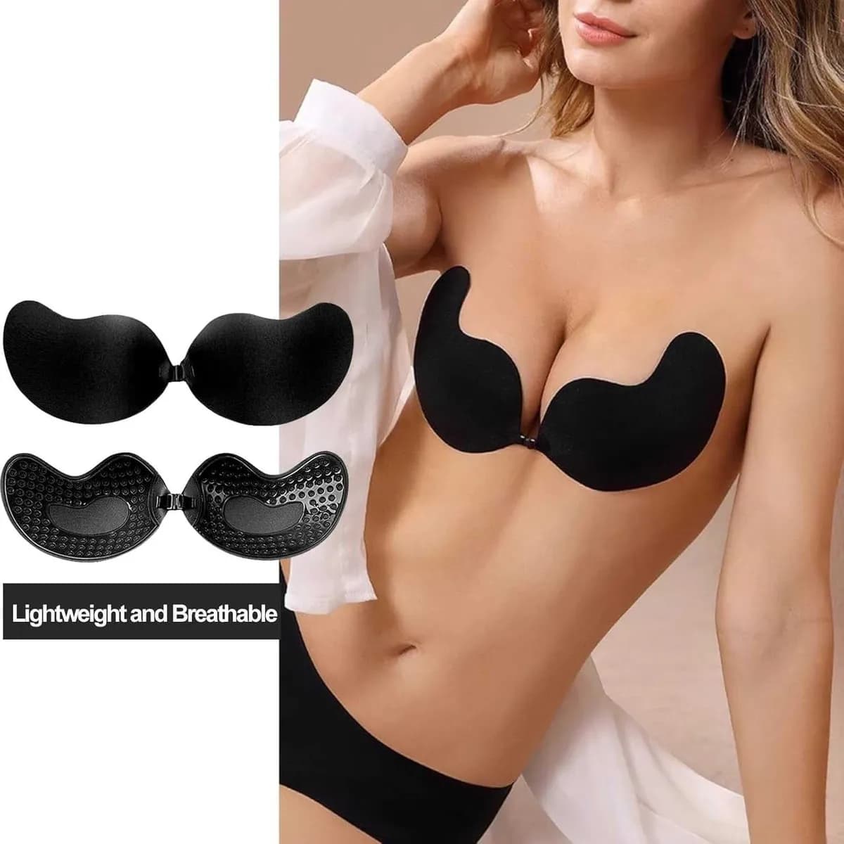 Strapless Push-Up Invisible Bra - Reusable Adhesive Cups