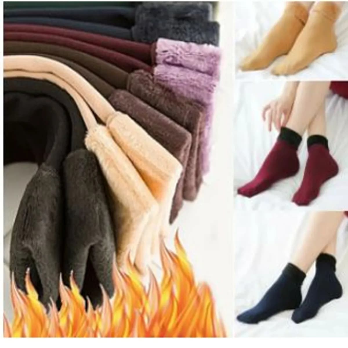 Pack Of 6 Socks For Winter Fur Inside - Multicolor (Free Size)