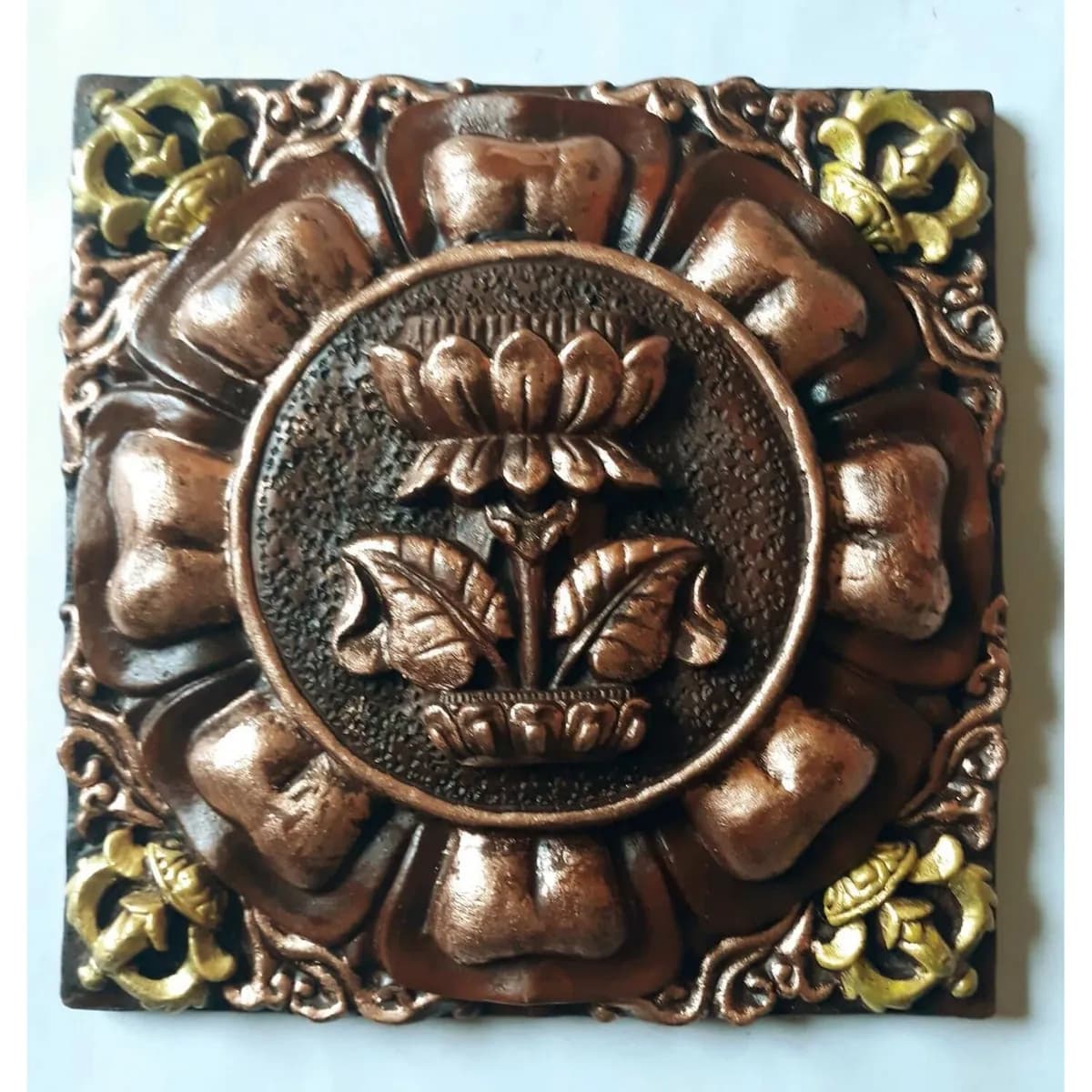 Ceramic Copper Colored Astamangal(Home Decor/Wall Hanging)-Single Piece