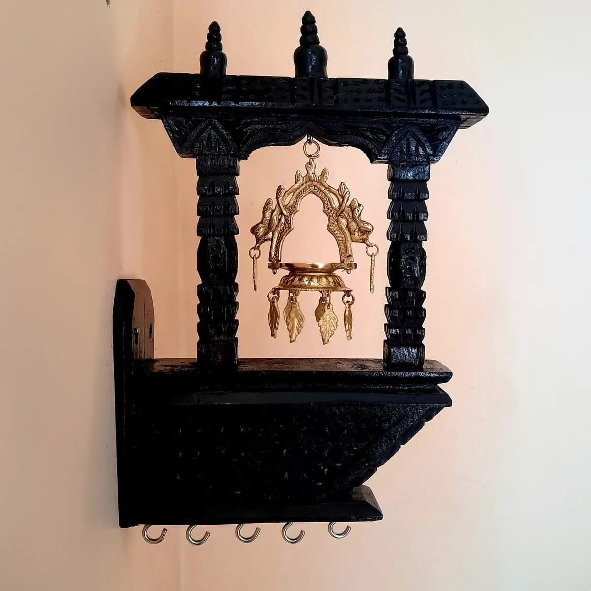 Decorative Wall Mounted Wooden Key Holder with Hooks