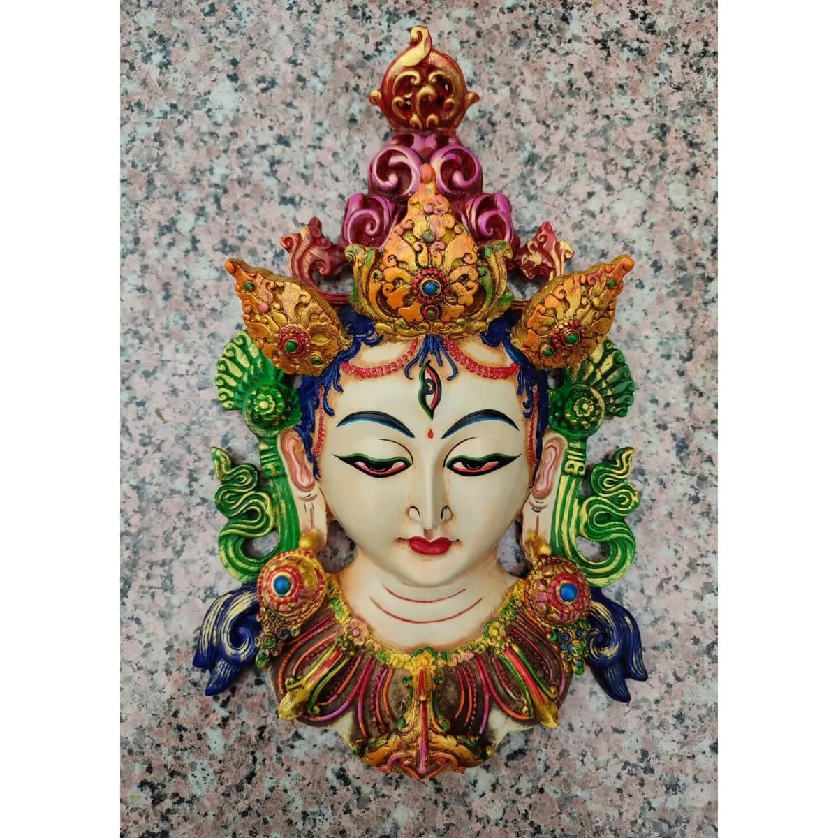 Resin White Tara/Taara - 12.5 Inch - Wall Hanging/ Wall Decor/ Traditional/Home/Office Decor/Handmade in Nepal