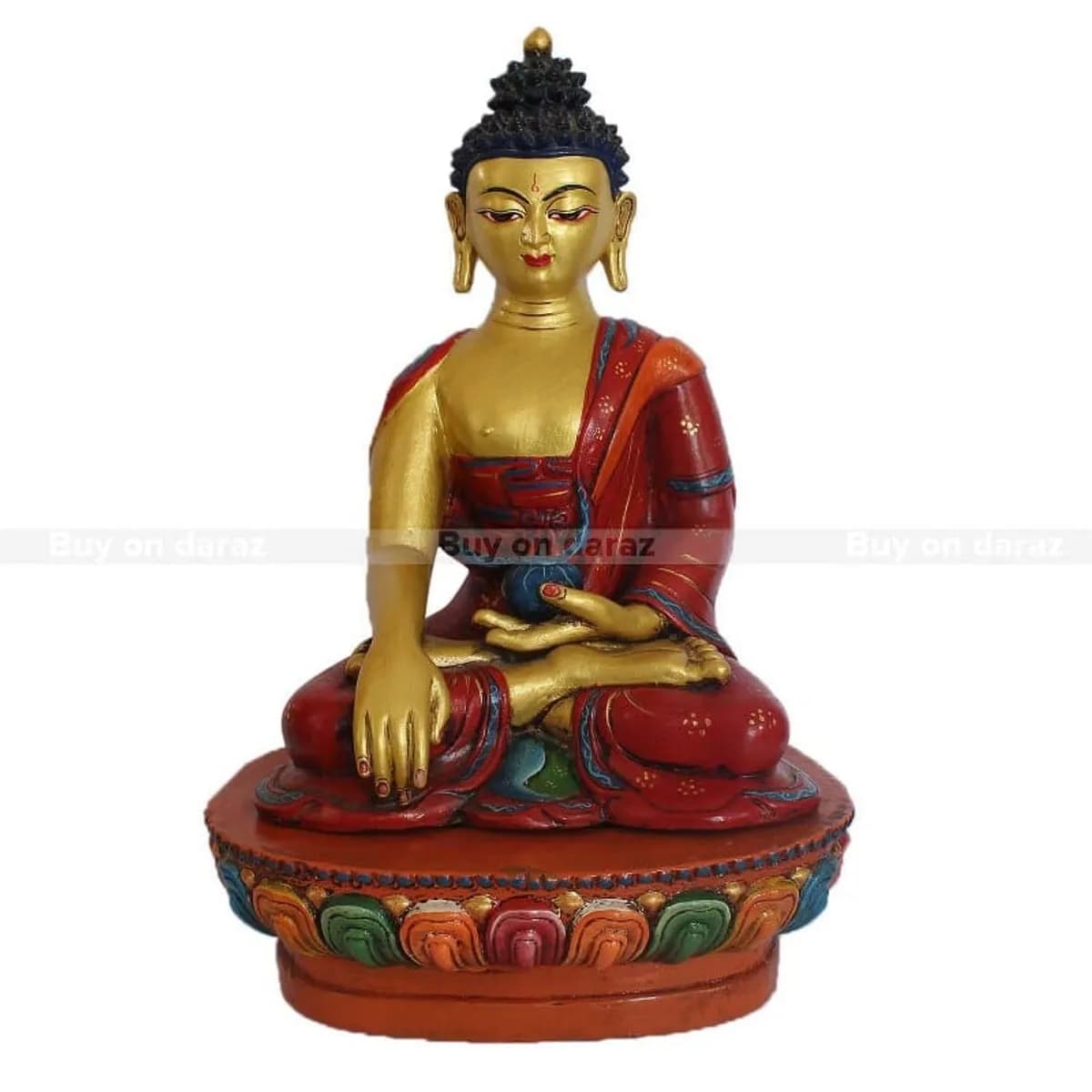 Buddha Statue With Detachable Stand - Red, Gold