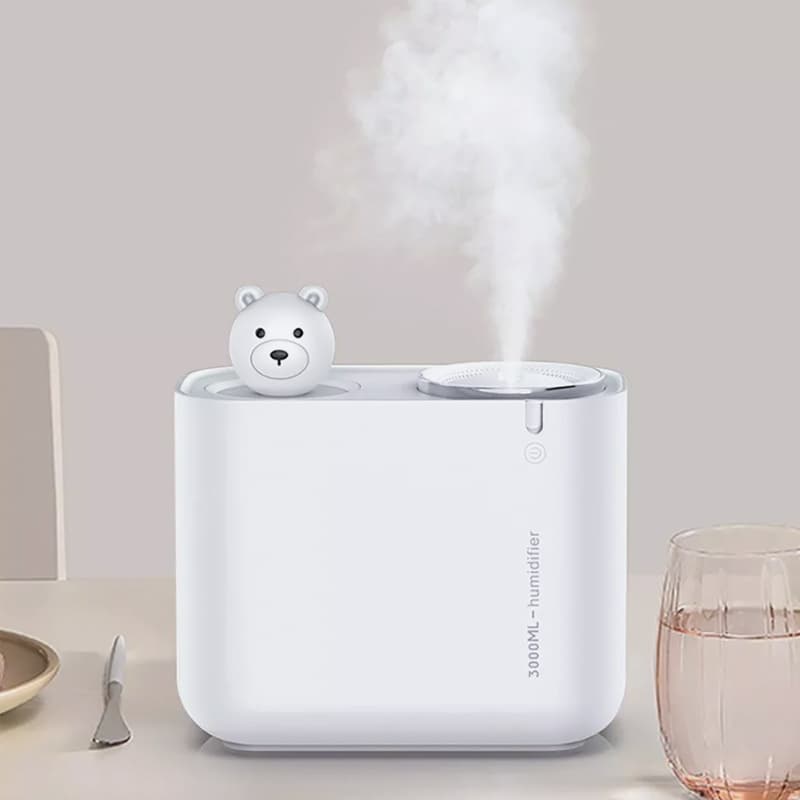 Cute Bear Dual Nozzle Humidifier 3L Large Capacity with Night Light.-(Multicolor)