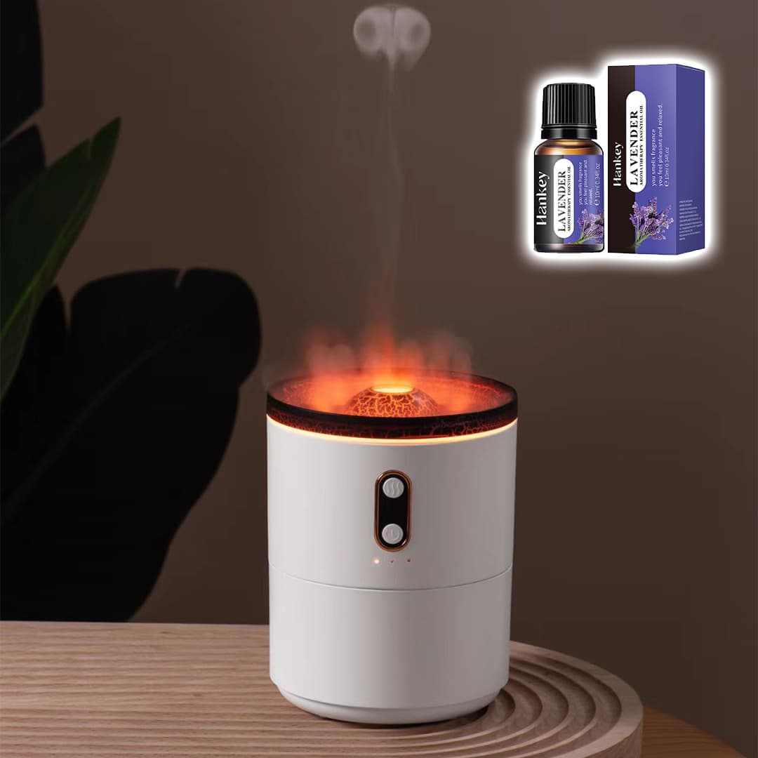 Combo of 450ml Ultrasonic Volcano Humidifier & 10ML Lavender Fragrance Water Soluble Essential Oil