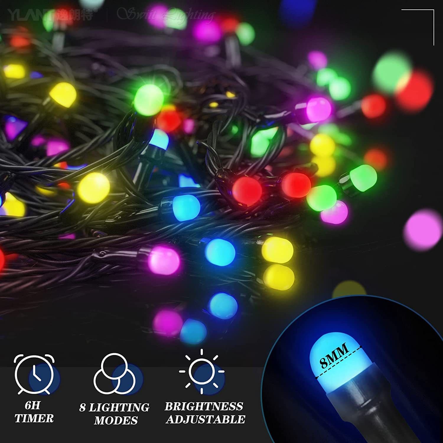 80 Led Big LED Multicolor Tihar Decorative 10m String Light Jhilimili-(Black Wire)