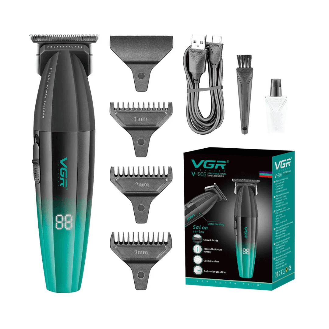 V-906 Cordless Hair Trimmer – Ceramic Blade, LED Display & Rechargeable Battery