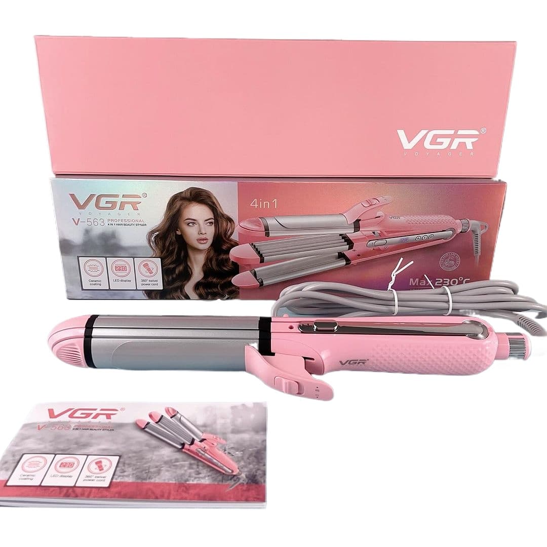 V-563 Professional 4In1 Hair Beauty Styler Hair Straightener And Curler Crimper - Multicolor